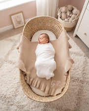 Cotton knitted baby blanket beige champagne - view 4 | Eli&Eli