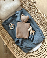 Personalised Cotton Baby Knitted Blanket - Teal Blue - view 10 | Eli&Eli