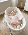 Personalised cotton knitted baby romper in blush rose, 2 pieces - Eli&Eli Dubai