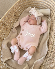 Personalised knitted romper blush rose - view 3 | Eli&Eli