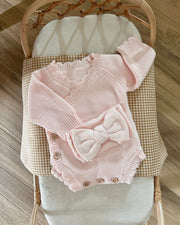 Personalised knitted romper blush rose - view 5 | Eli&Eli