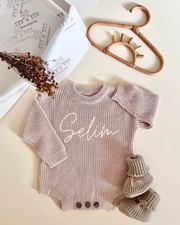 Personalised Cozy Knitted Romper - Sand Ivory - view 13 | Eli&Eli