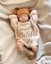 Cozy knitted romper sand ivory - view 2 | Eli&Eli
