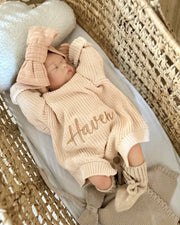 Cozy knitted romper sand ivory - view 3 | Eli&Eli