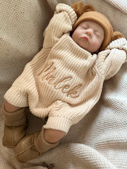 Personalised Cozy Knitted Romper - Sand Ivory - view 9 | Eli&Eli