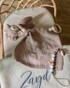 Personalised baby crochet comforter with wooden teether, baby deer - Eli&Eli Dubai