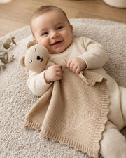 Personalised bear comforter blanket in beige - view 2 | Eli&Eli