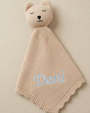 Personalised bear comforter blanket in beige - view 3 | Eli&Eli