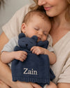 Personalised cuddle toy comforter blanket with name in deep blue - Eli&Eli Dubai