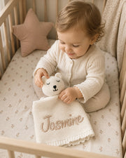 Personalised white bear comforter blanket - view 2 | Eli&Eli