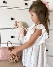 Double ruffle muslin dress in white pink flowers - view 4 | Eli&Eli