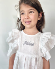 Double ruffle muslin dress in white silver - view 2 | Eli&Eli