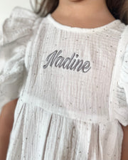 Double ruffle muslin dress in white silver - view 4 | Eli&Eli