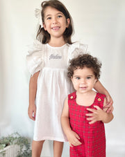 Double ruffle muslin dress in white silver - view 5 | Eli&Eli