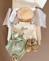Cutest personalised first birthday gift hamper Green Fox, 4 pieces with name embroidery - Eli&Eli Dubai