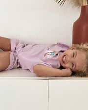 Personalised girls terry ruffle set in lavender - view 2 | Eli&Eli