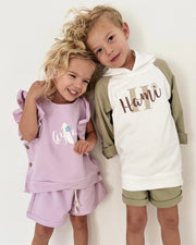 Personalised girls terry ruffle set in lavender - view 4 | Eli&Eli