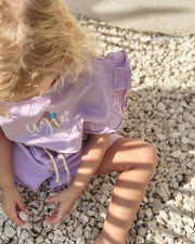 Personalised girls terry ruffle set in lavender - view 7 | Eli&Eli