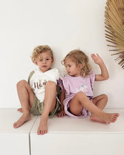Personalised girls terry ruffle set in lavender - view 8 | Eli&Eli
