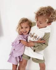 Personalised girls terry ruffle set in lavender - view 9 | Eli&Eli
