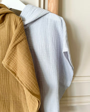 Hooded muslin poncho in bamboo brown - view 3 | Eli&Eli
