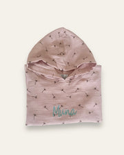 Hooded muslin poncho in blush flower - view 2 | Eli&Eli