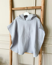 Hooded muslin poncho in stone grey - view 2 | Eli&Eli
