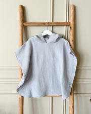 Hooded muslin poncho in stone grey - view 6 | Eli&Eli