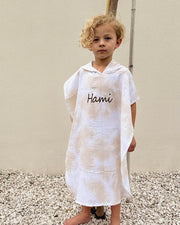 Hooded muslin poncho in vanilla shades tie dye - view 2 | Eli&Eli