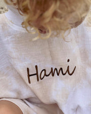 Hooded muslin poncho in vanilla shades tie dye - view 4 | Eli&Eli