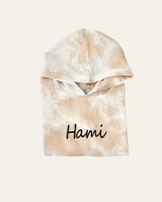 Hooded muslin poncho in vanilla shades tie dye - view 5 | Eli&Eli