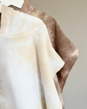 Hooded muslin poncho in vanilla shades tie dye - view 9 | Eli&Eli
