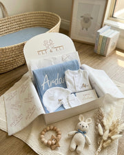 Personalised hospital and baby shower newborn gift set in baby blue - view 2 | Eli&Eli