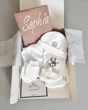 Personalised hospital and baby shower gift set in blush pink - view 3 | Eli&Eli