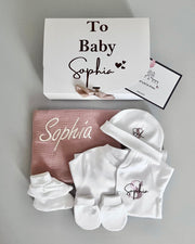 Personalised hospital and baby shower gift set in blush pink - view 7 | Eli&Eli
