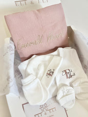 Personalised hospital and baby shower gift set in blush pink - view 8 | Eli&Eli