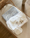 Personalised hospital and baby shower gift set de luxe in grey and gold - Eli&Eli Dubai