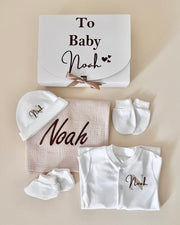 Personalised unisex hospital and baby shower gift set in ivory - view 12 | Eli&Eli