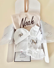 Personalised unisex hospital and baby shower gift set in ivory - view 5 | Eli&Eli