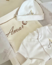 Personalised unisex hospital and baby shower gift set in ivory - view 8 | Eli&Eli