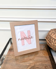 Personalised name embroidery wall art in blush - view 2 | Eli&Eli