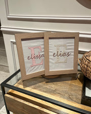 Personalised name embroidery wall art in blush - view 8 | Eli&Eli