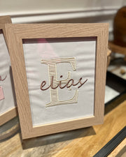 Personalised name embroidery wall art in ivory - view 2 | Eli&Eli