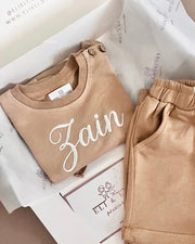Personalised kids terry lounge set in caramel - view 4 | Eli&Eli