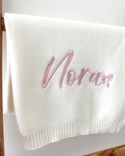 Baby Knitted Blanket Off White - Personalised Name - view 11 | Eli&Eli