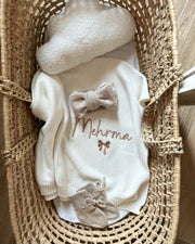 Baby Knitted Blanket Off White - Personalised Name - view 14 | Eli&Eli