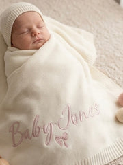 Personalised knitted baby blanket off white - view 2 | Eli&Eli