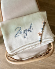 Personalised knitted baby blanket off white - view 3 | Eli&Eli
