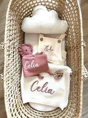 Personalised knitted baby blanket off white - view 4 | Eli&Eli
