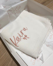 Personalised knitted baby blanket off white - view 5 | Eli&Eli